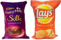 Unique Fashion Pack of 2 Microfibre Filled Reversible Cushion For Kids - Dairy Milk Silk And Red Lays