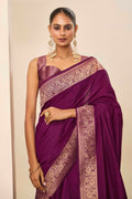 Wine Dolla Silk Wevon Galla Designer Saree - Zeel