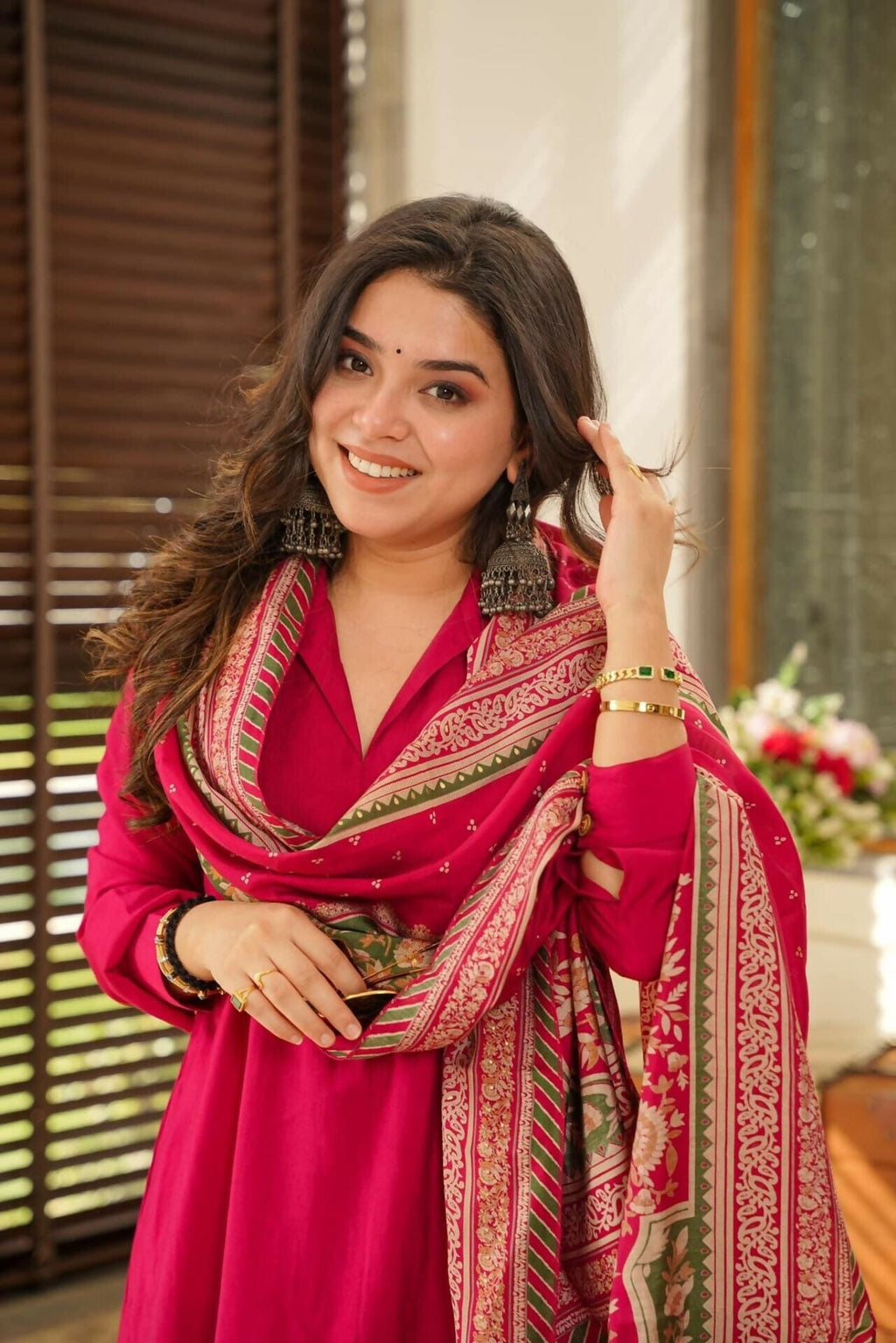 The52 Rani Women's Beautiful South Cotton Fabric Straight Kurta with Pant And Dupatta Set