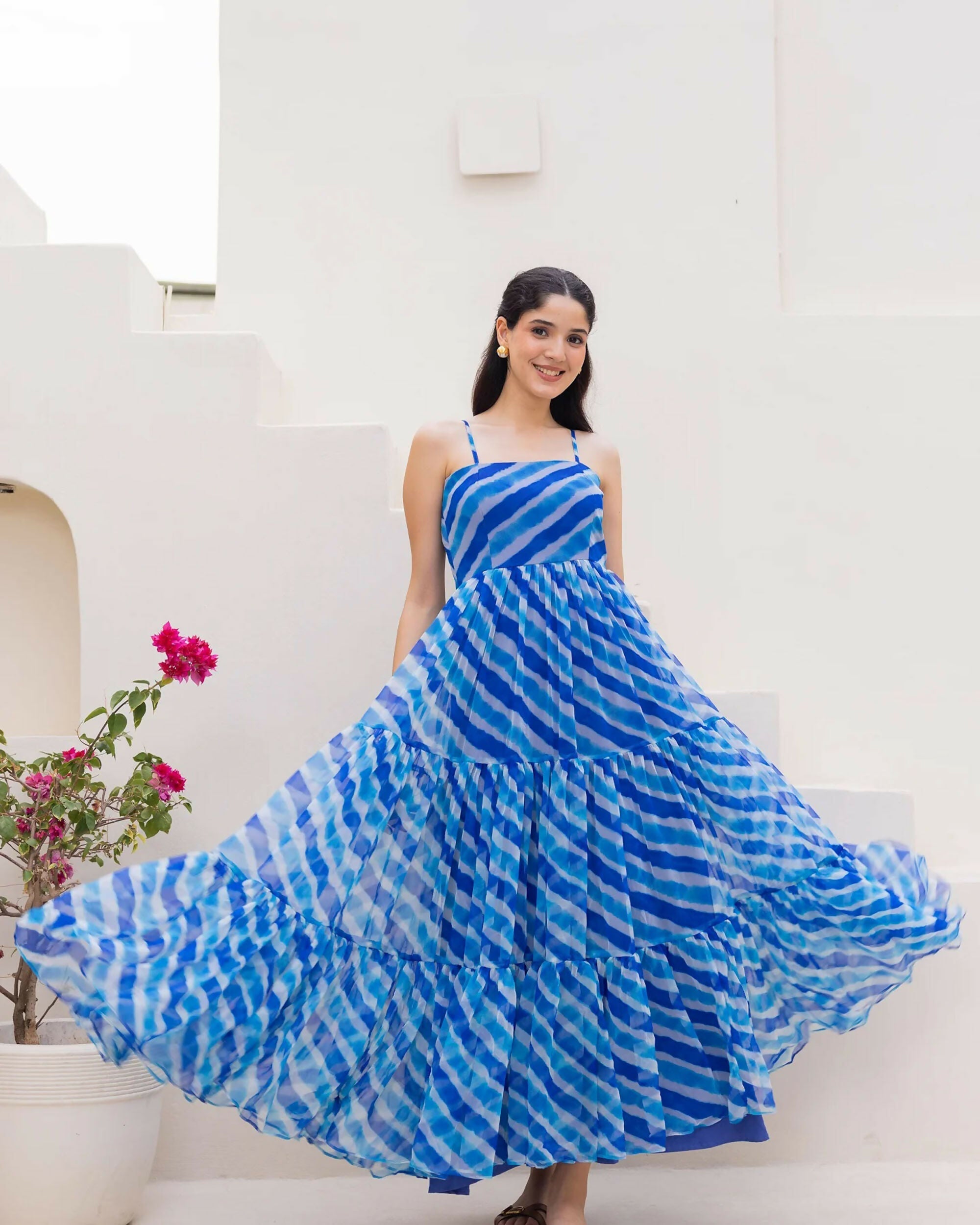 Aayaa Designer crape hand work Multi indo western - Blue