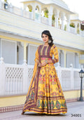 Partywear Designer Yellow Dola Silk Anarkali suit with Dupatta - Suzen