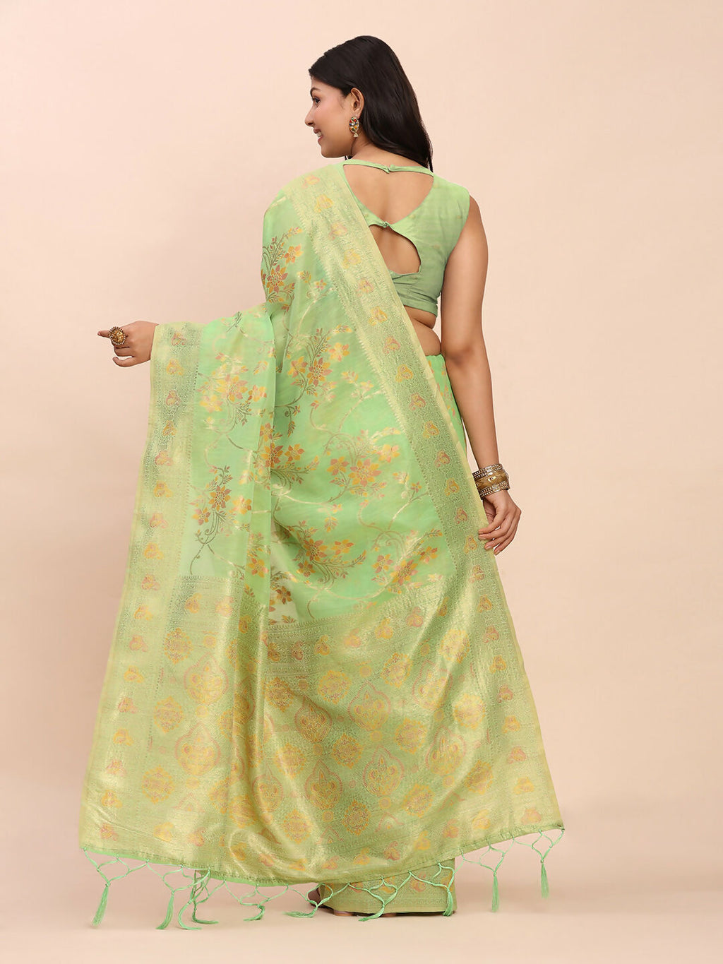 Shree Shyam Fashion Linen Cotton Green Saree