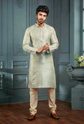 Joban Fashion Men's Grey Poly Jacquard Kurta Pajama
