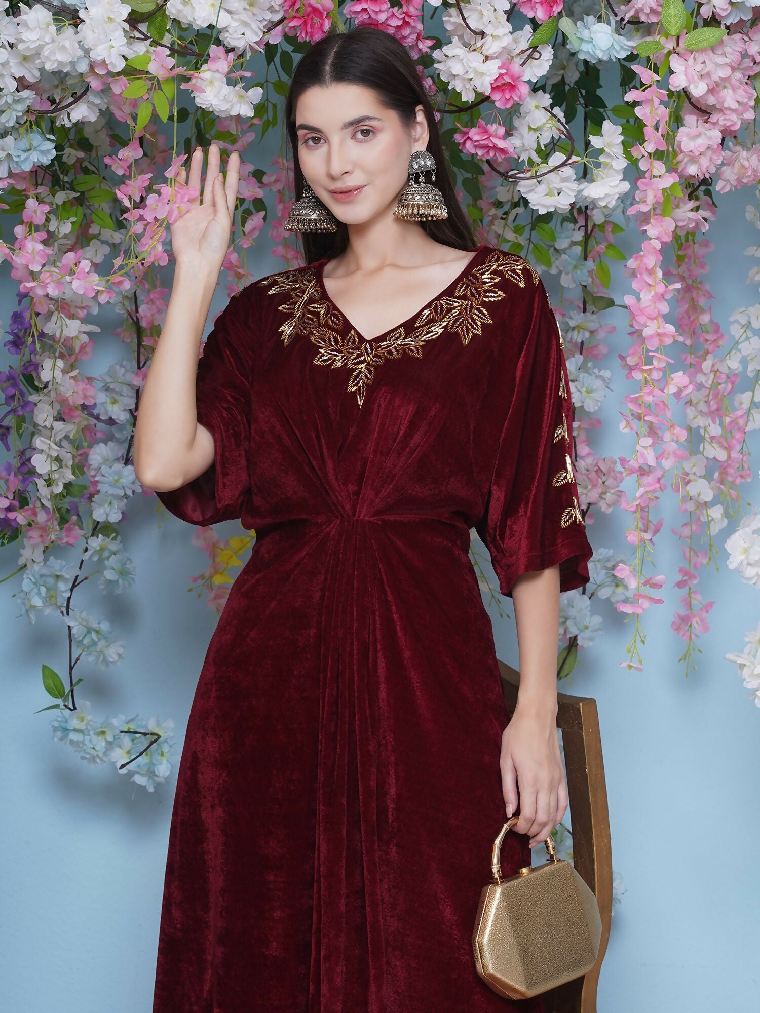 Joban Fashion Maroon Hand Embellished Coord Set