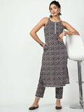 Myshka Women's Black Printed Kurta With Trouser