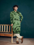 Green Viscose Designer Sequance Embroidery Work Men's Kurta Set - Mahotsav