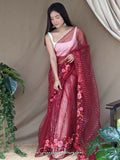 Vamsee Murari Red Super Net Saree