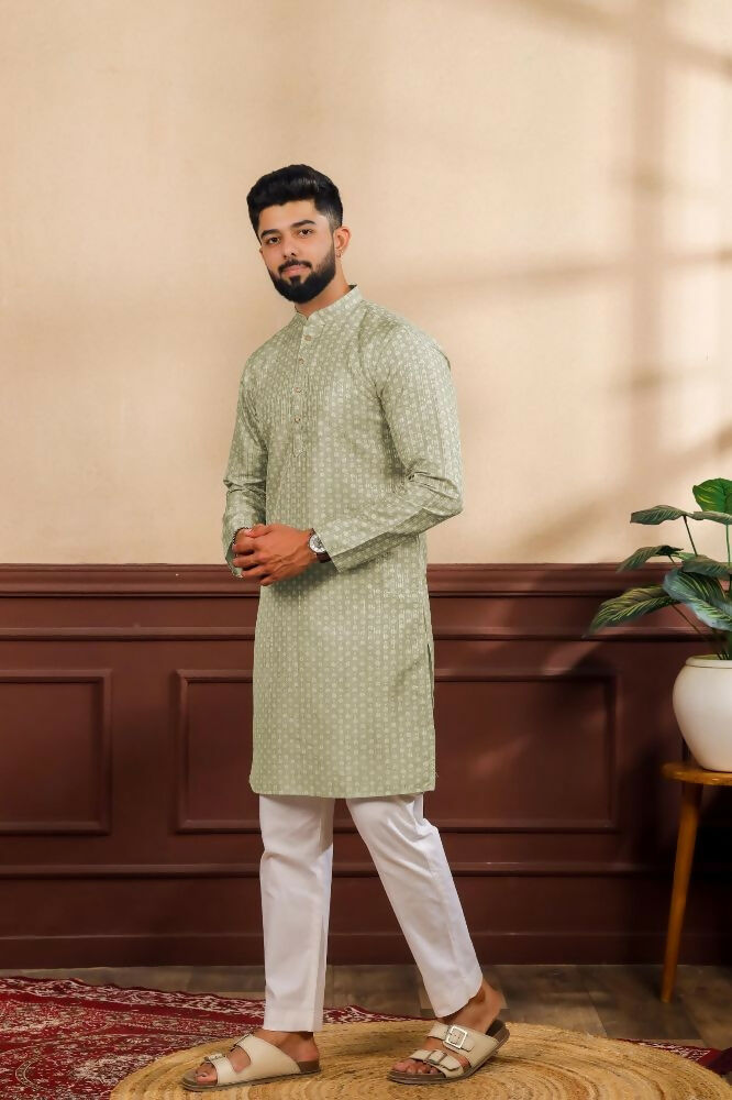 Pista Art Silk Digital Printed, Embroidery Work Kurta Set - Mahotsav