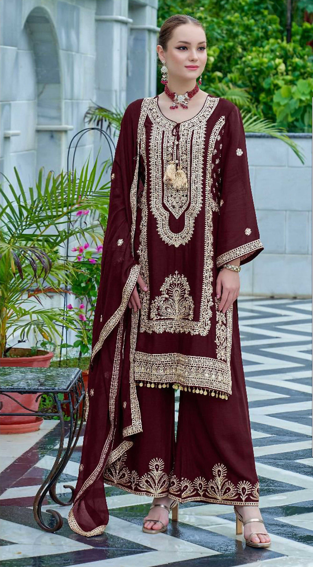 Vastranavya Heavy Chinon With Embroidery Coding Sequence with Real Mirror Work Pakistani Suits