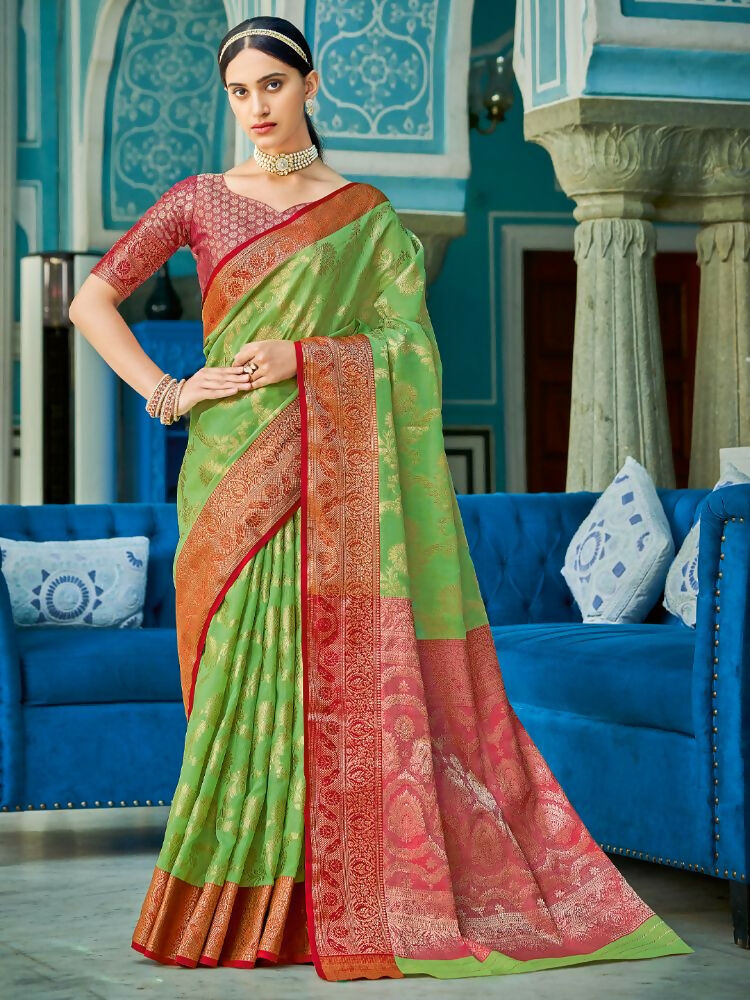 Shree Shyam Fashion Linen Cotton Light Green Saree