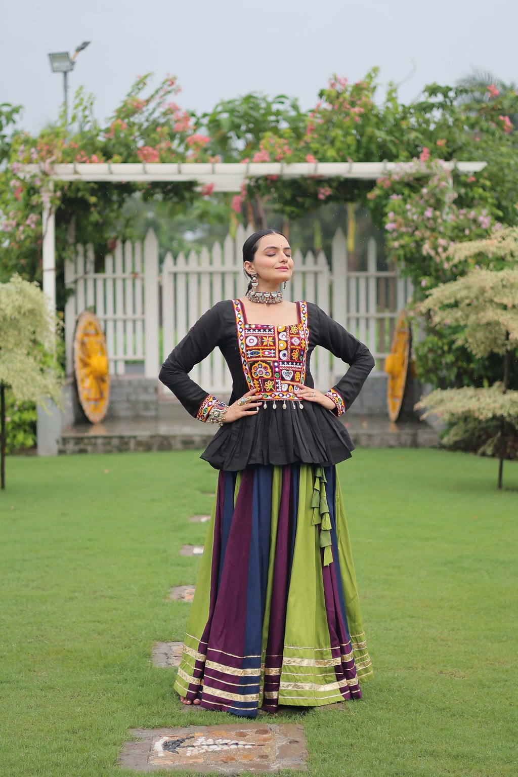 Lorenvalley Fashion Multicolor Rayon with Attractive Gota-Patti Lace Lehenga Choli