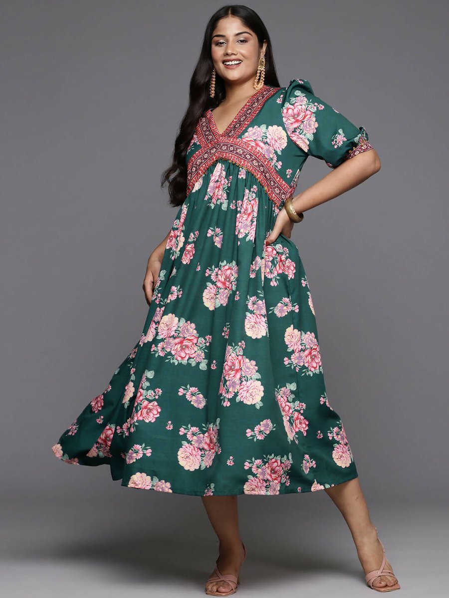 Ahalyaa Women's Traditional wear Ethnic Dress - Green