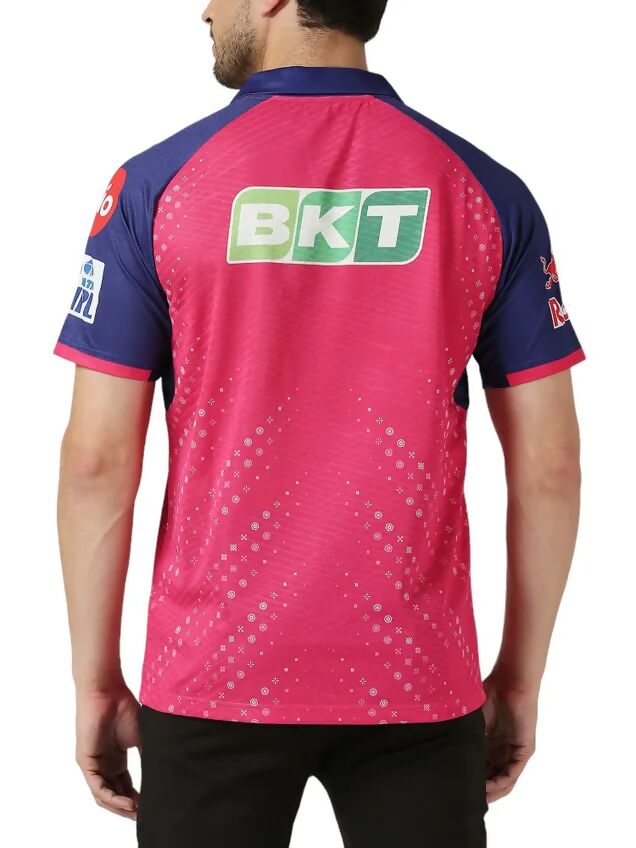 Rajasthan Royals Men Pink Typography Printed Half Sleeves Jersey IPL, T20