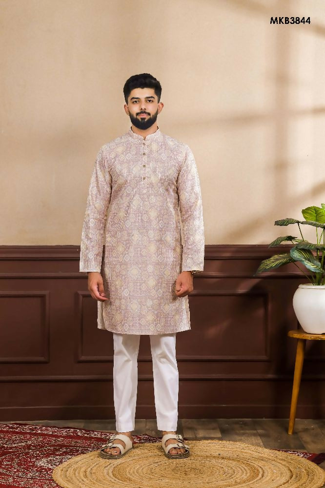 Lavender Art Silk Digital Printed, Embroidery Work Kurta Set - Mahotsav