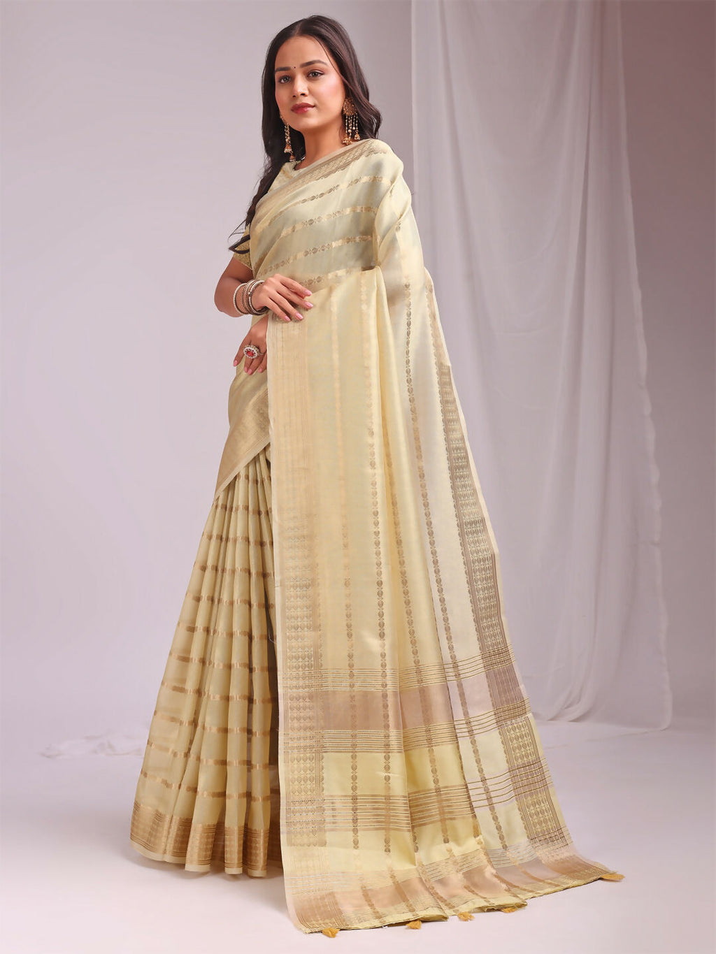 Shree Shyam Fashion Organza Gold Saree