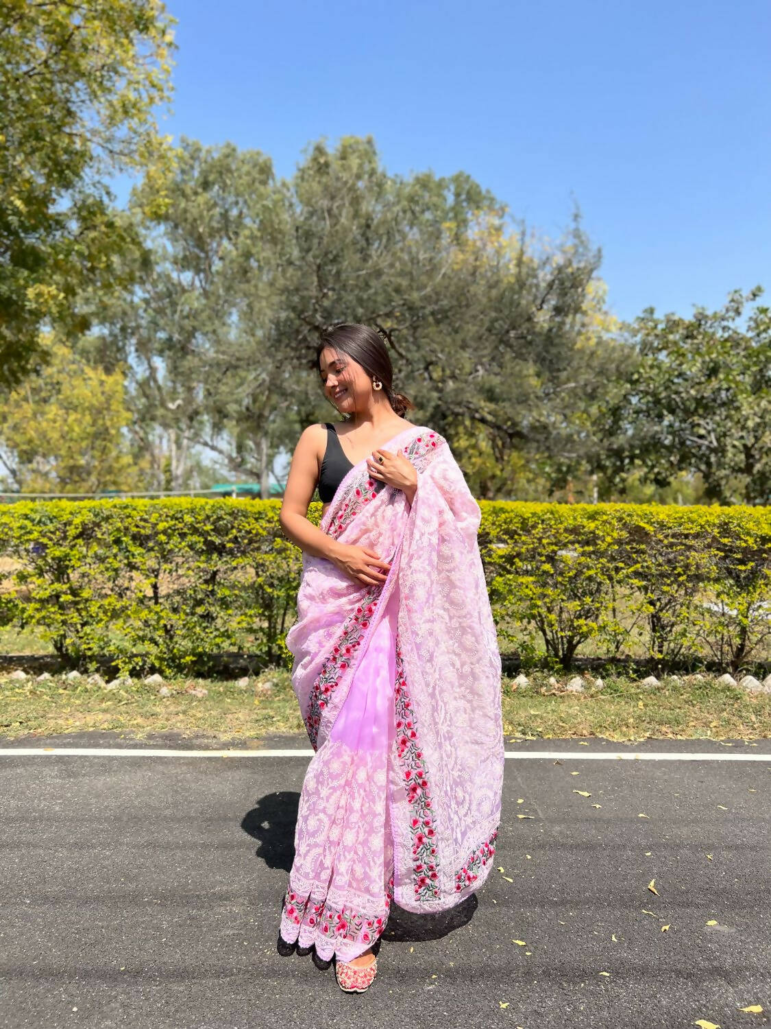 Vamsee Purple Organza Saree