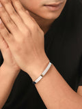 NVR Men's Silver Metal Interlock Kada Bracelet