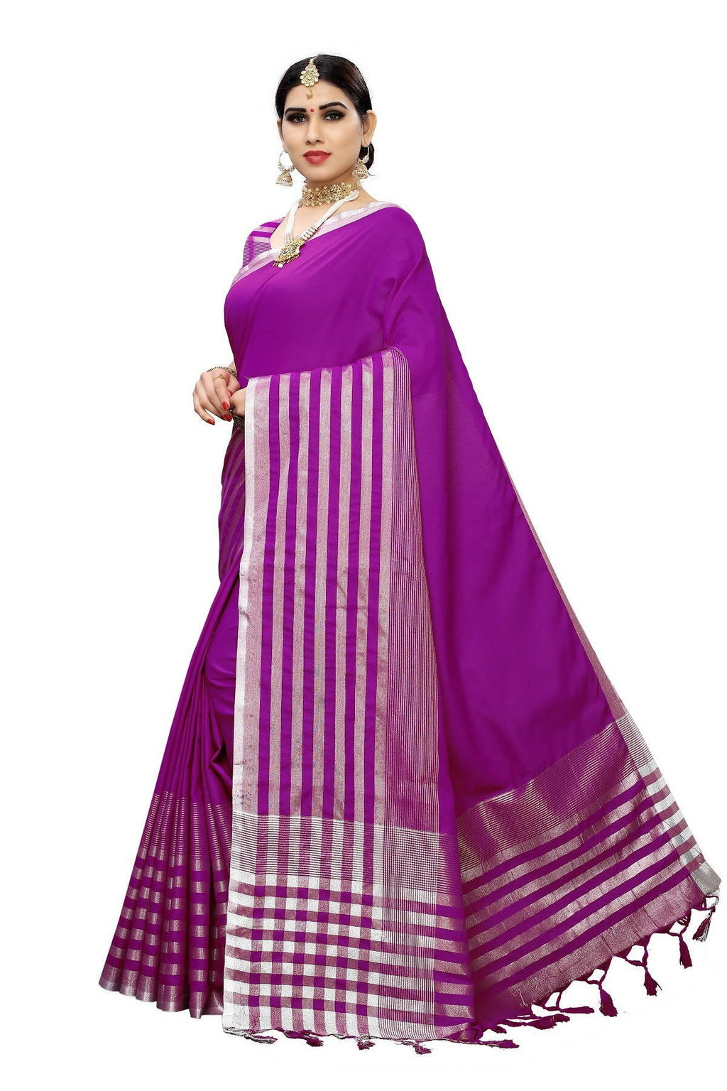 Vamika Purple Cotton Silk Weaving Saree (Twitter Purple)