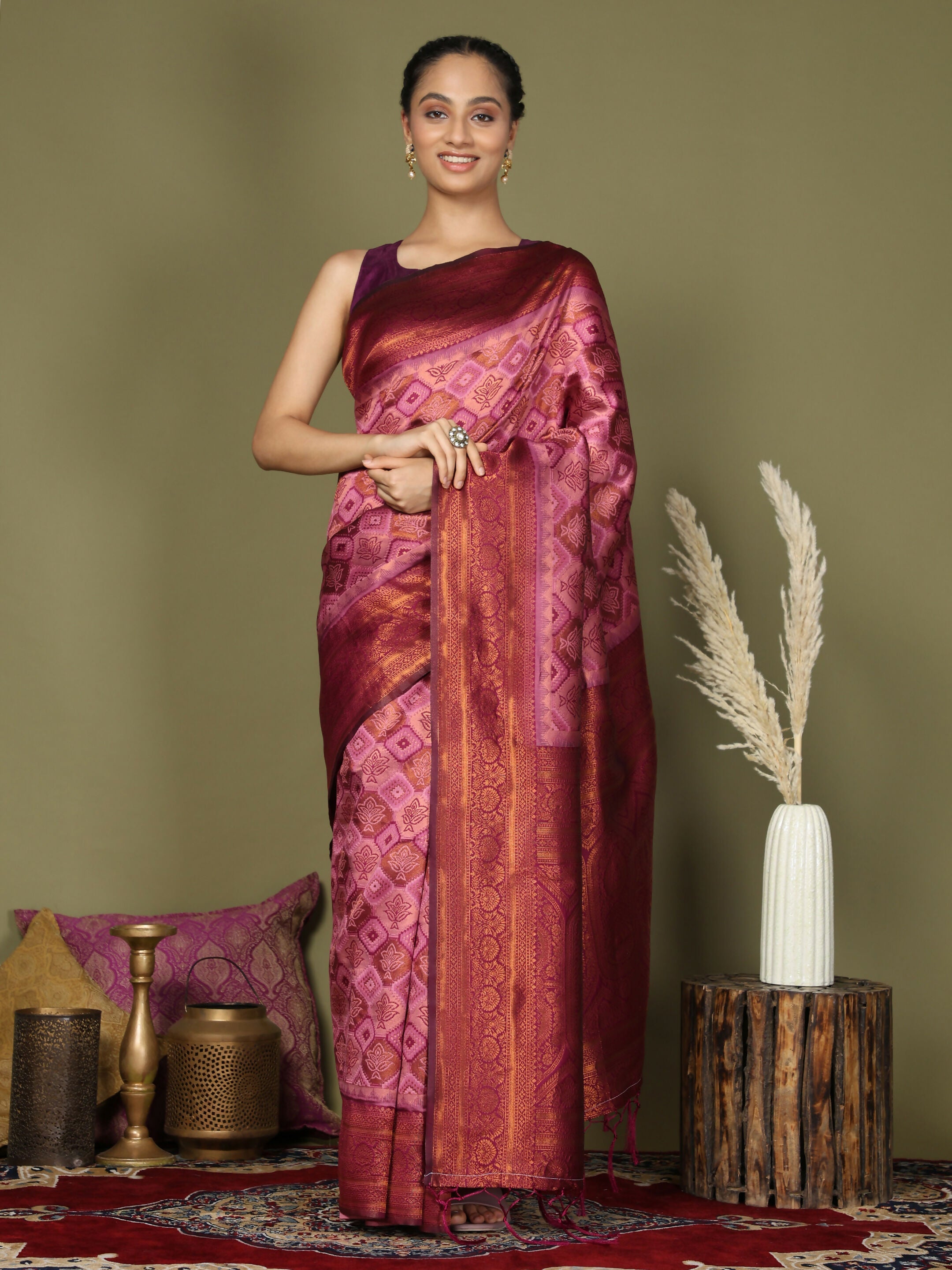 Shree Shyam Fashion Lichi Silk Light Pink Saree