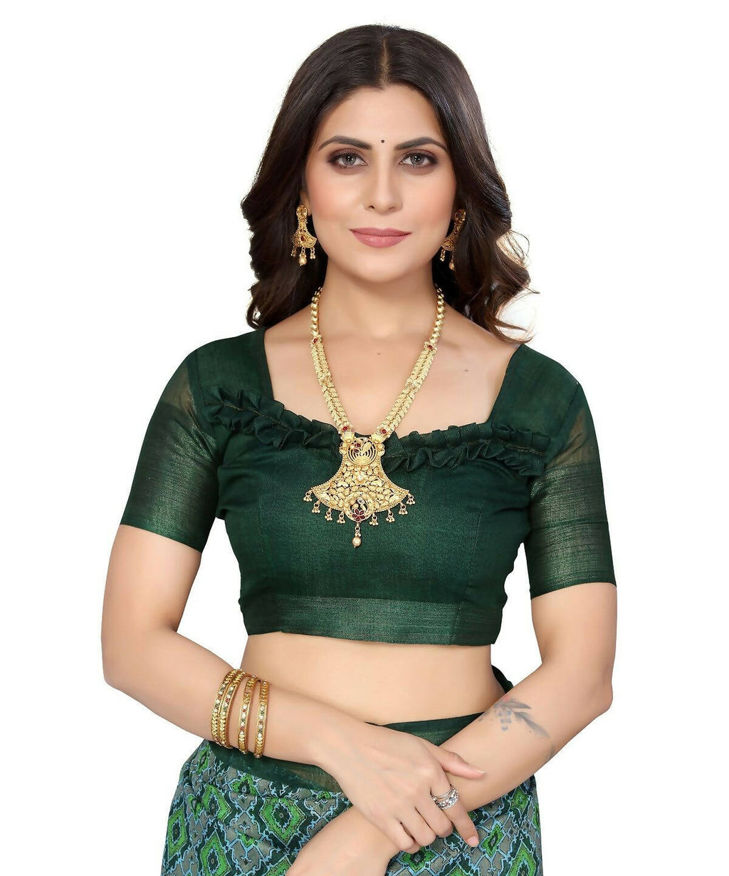 Vamika Cotton Green Jari Border Bollywood Style Saree (VASU GREEN)