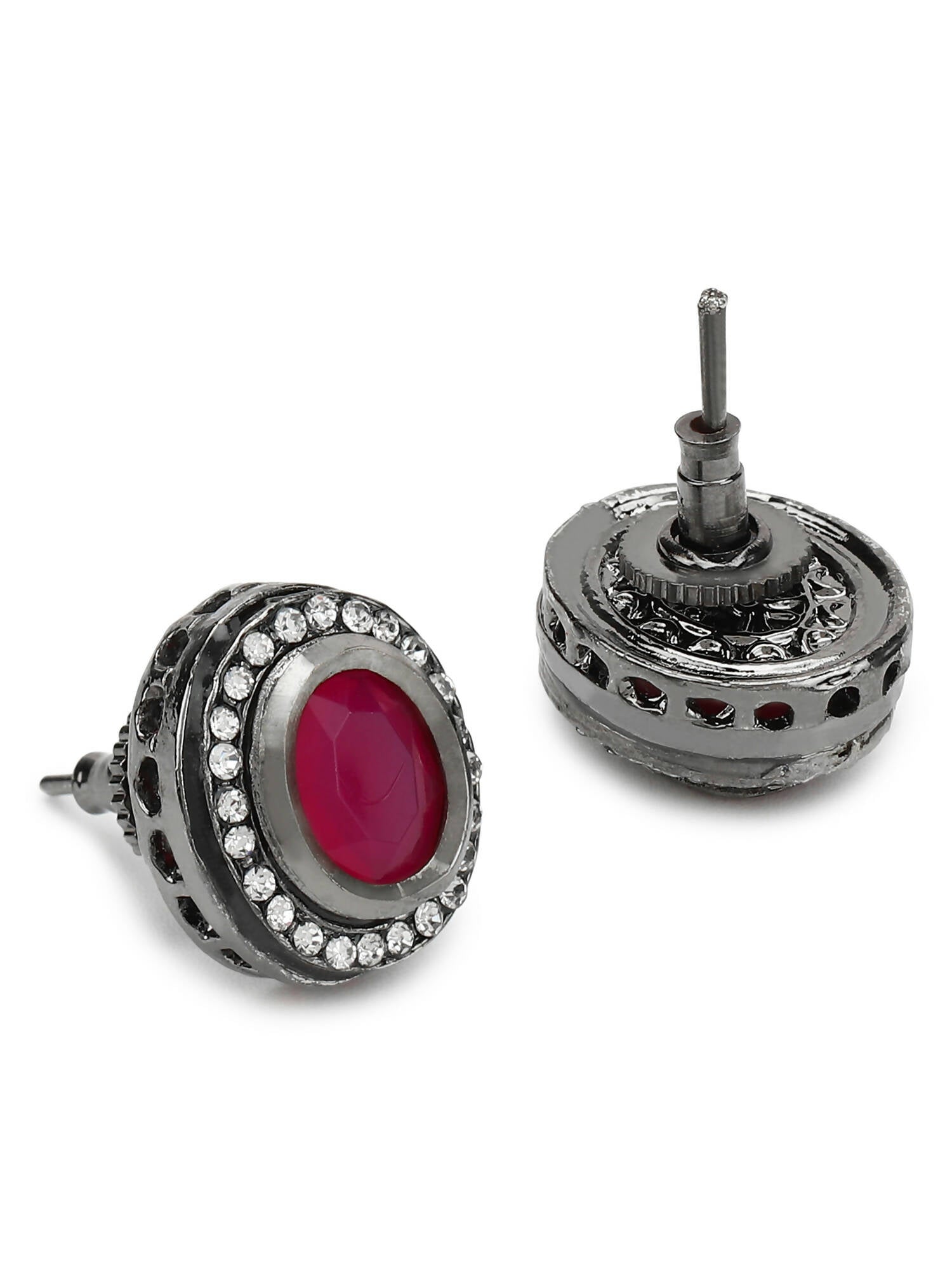 Pink Circular Studs Earrings - Ruby Raang