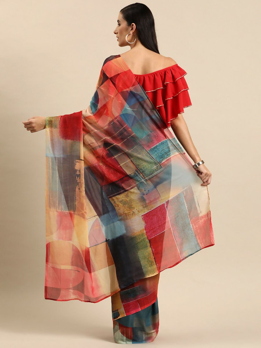 Ahalyaa Women's Traditional Semi Stitch Saree - Grey