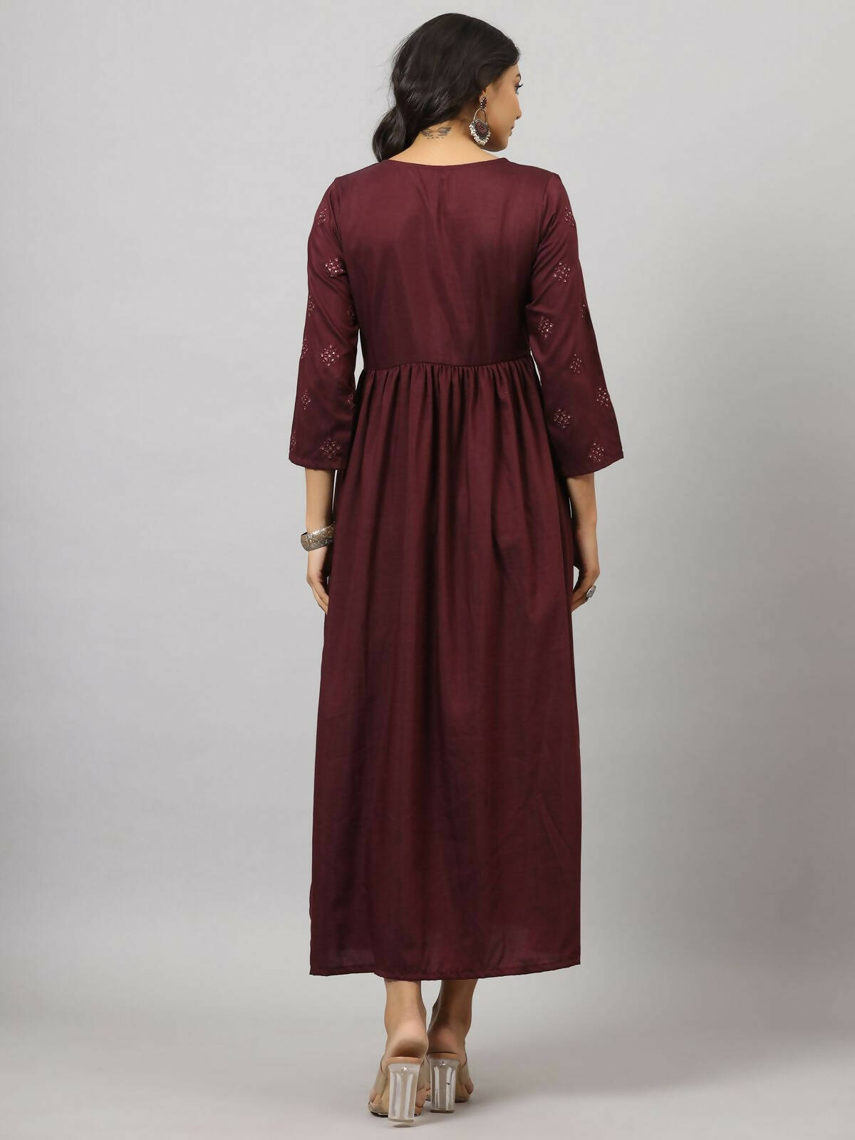 Juniper Women's Mauve Festive Printed Flared Dress