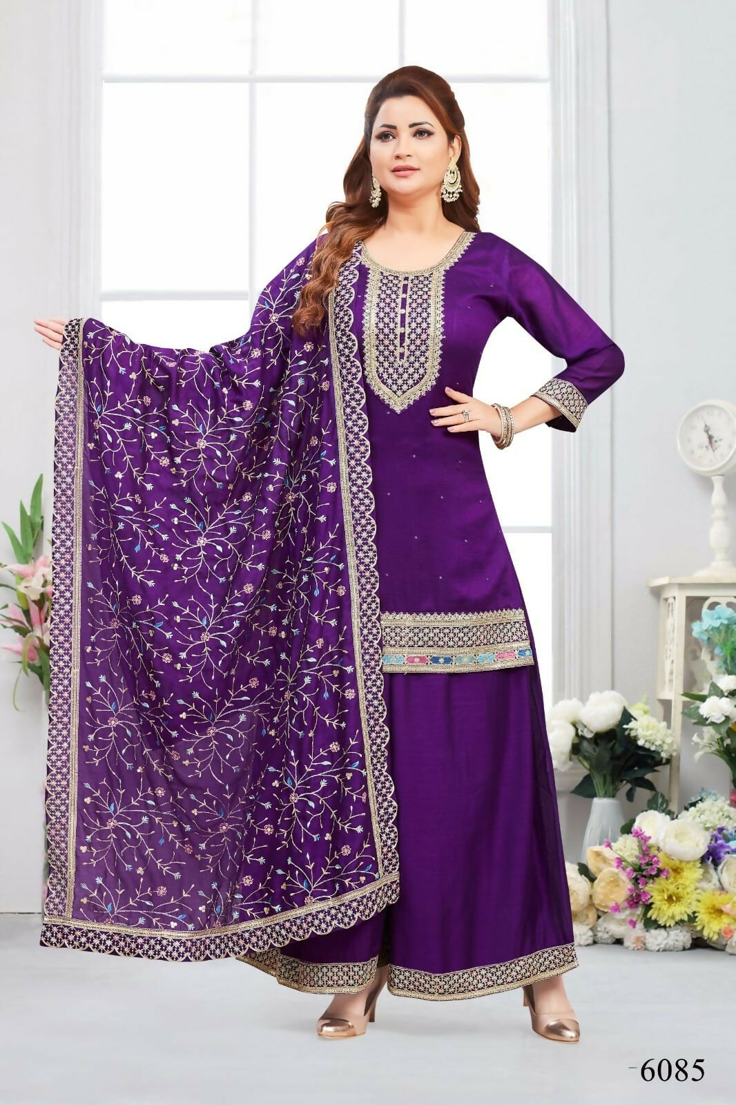 Joban Fashion Muslin Silk Purple Color Kurta Set