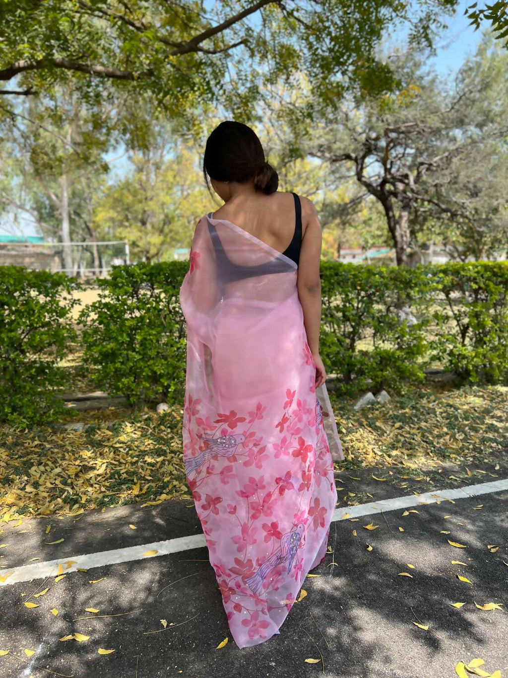 Vamsee Pink Organza Saree