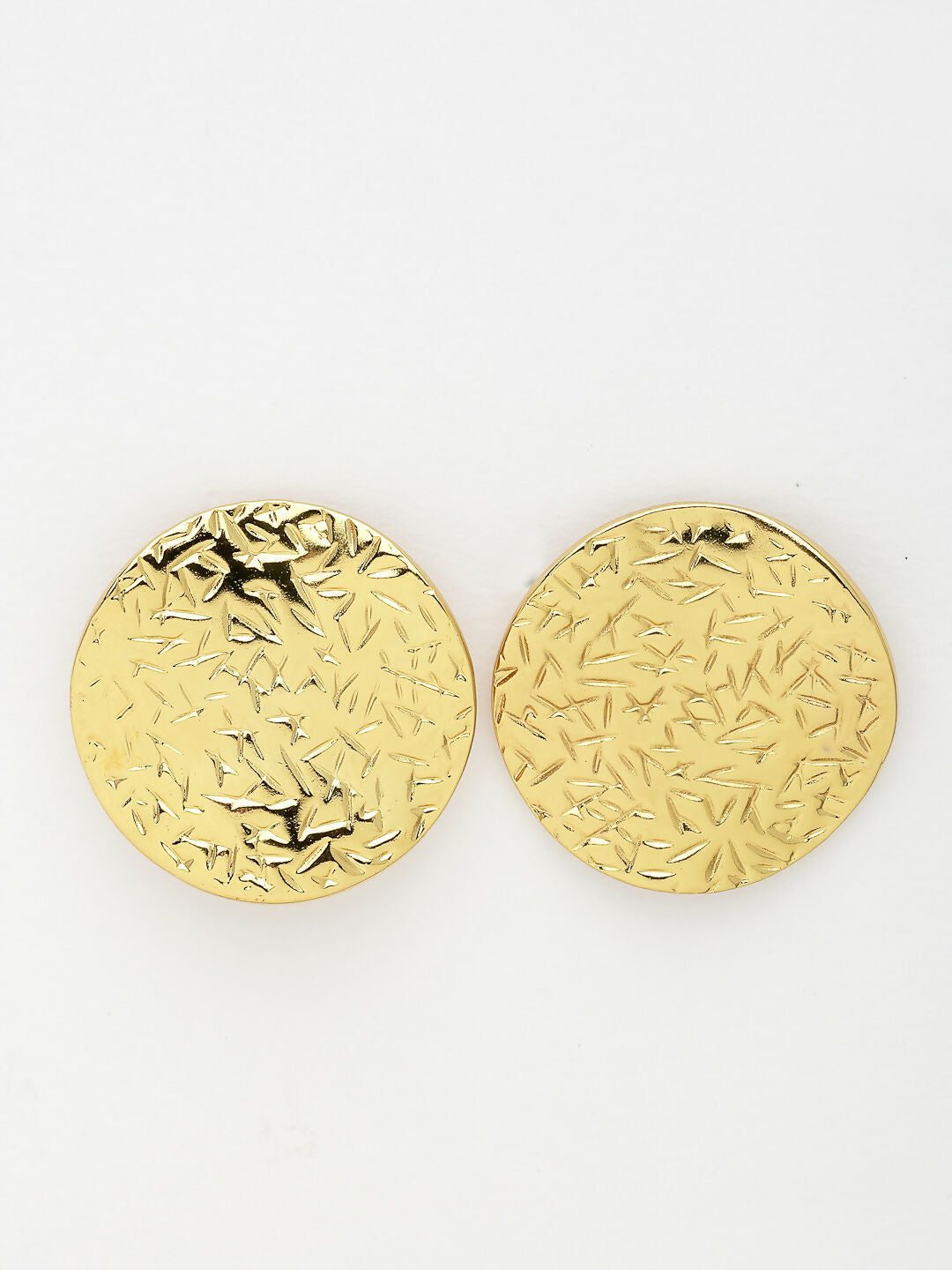 NVR Women's Gold-Polished Circular Shape Studs Earring