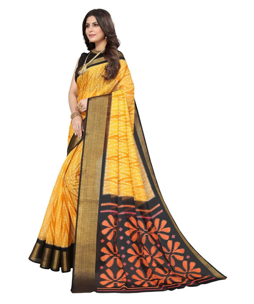 Vamika Cotton Yellow Jari Border Bollywood Style Saree (DINO YELLOW)