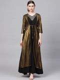 Ahalyaa Women's Black Crepe Dress with Attached Jacket