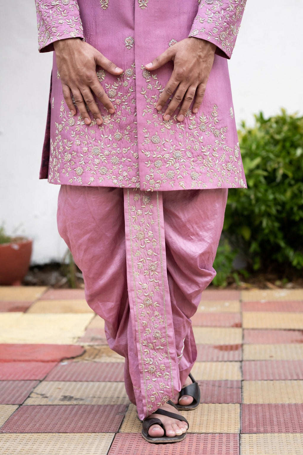 Purple Sherwani Set by Hilo Design