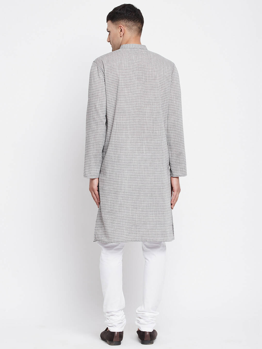 Even Apparels White Pure Cotton Men's Long Kurta With Band Collar