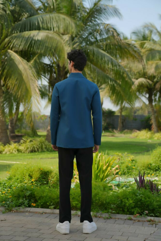 Sleek Teal Blue Shacket by Hilo Design