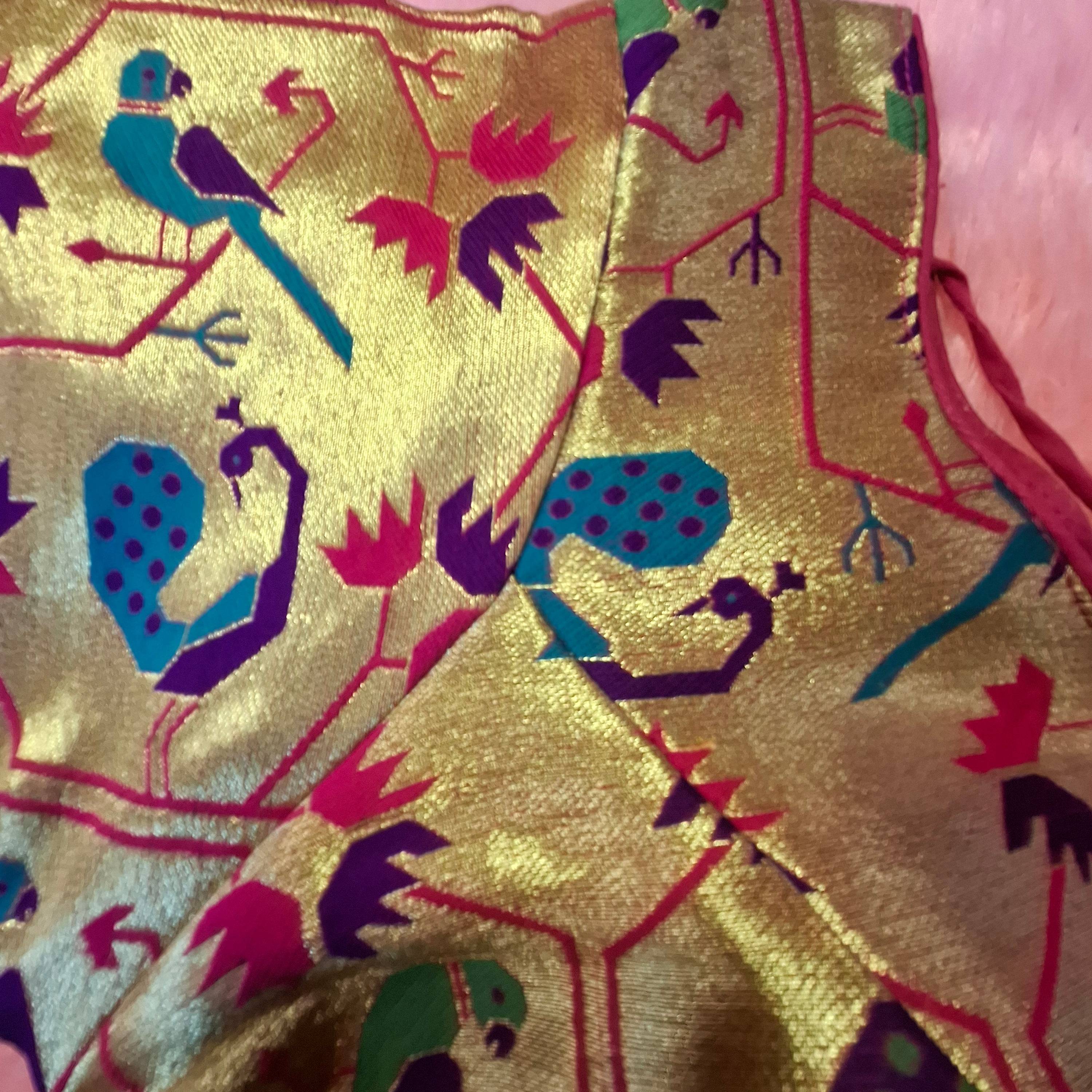 Kia Fashions Hot Pink Jacquard Weave Multi Color Paithani Readymade Blouse
