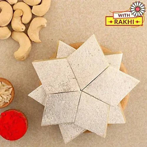 Rudraksha Divinity Rakhi & Kaju Katli Box