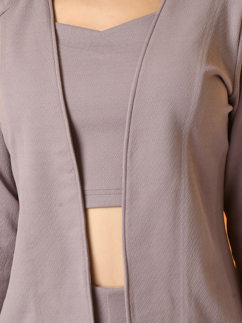 Myshka Women's Lavender Solid Coat With Trousers