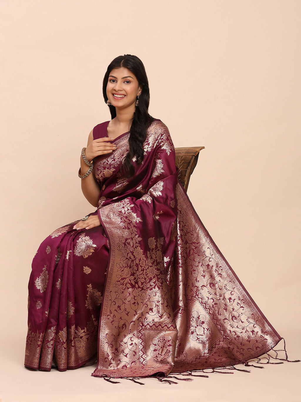 Shree Shyam Fashion Banarasi Silk Purple Saree