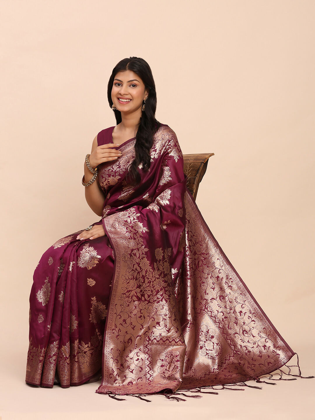 Shree Shyam Fashion Banarasi Silk Purple Saree