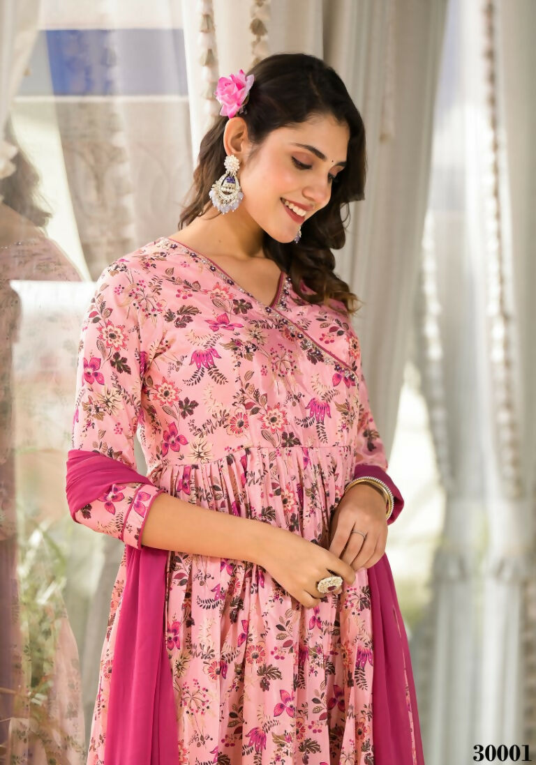 Designer Stylish Light Pink Rubi Silk Stitched Suit With Dupatta - Kiyara