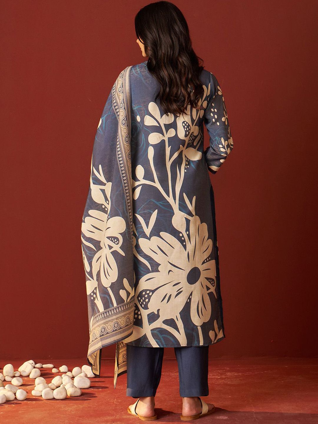 Indo Era Women Floral Printed Beads and Stones Kurta with Trousers & Dupatta Kurta Sets