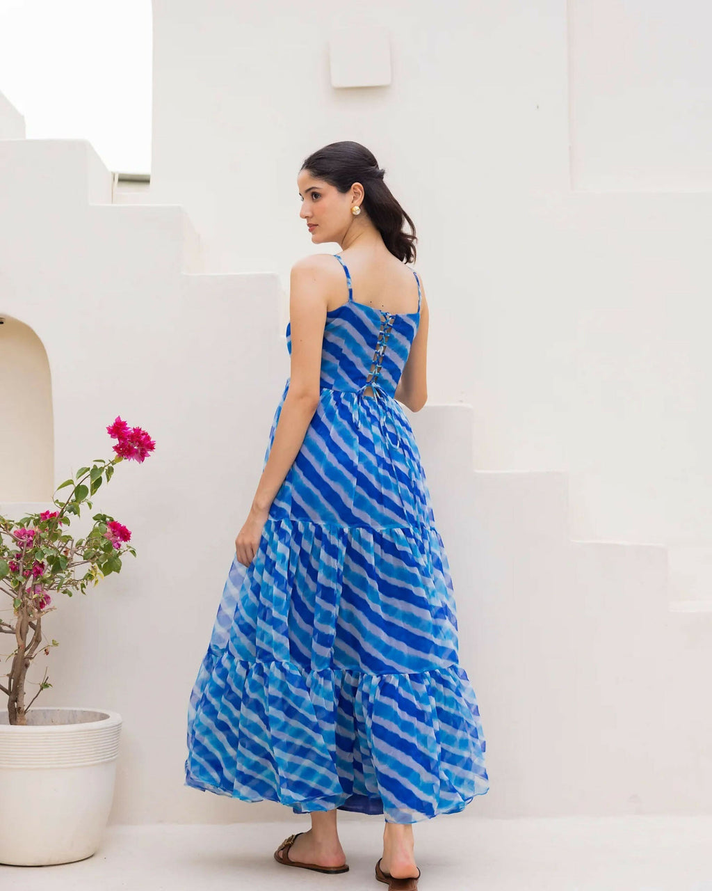 Aayaa Designer crape hand work Multi indo western - Blue
