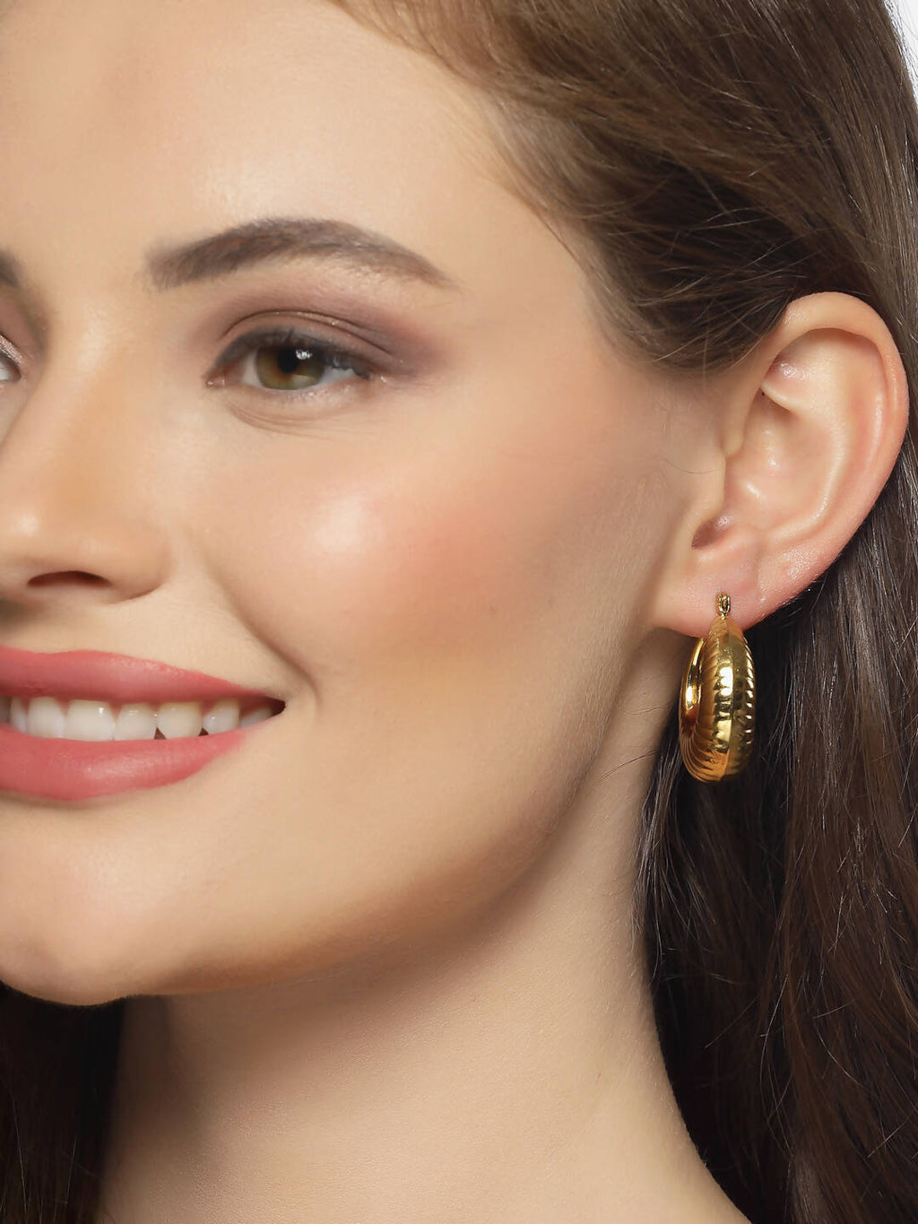 NVR Women Gold Circular Hoop Earrings