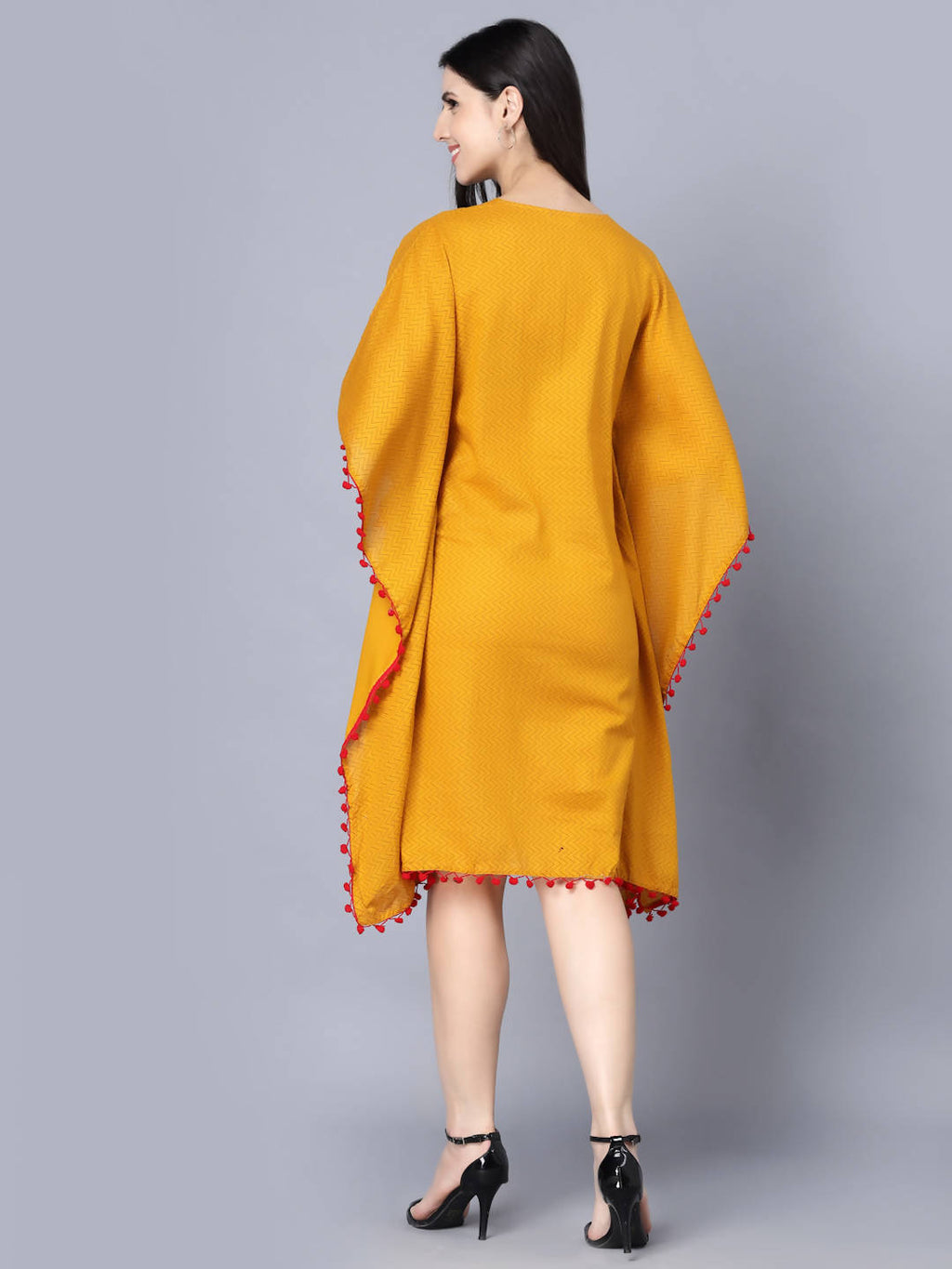 Myshka Mustard Yellow Layered Kaftan Dress