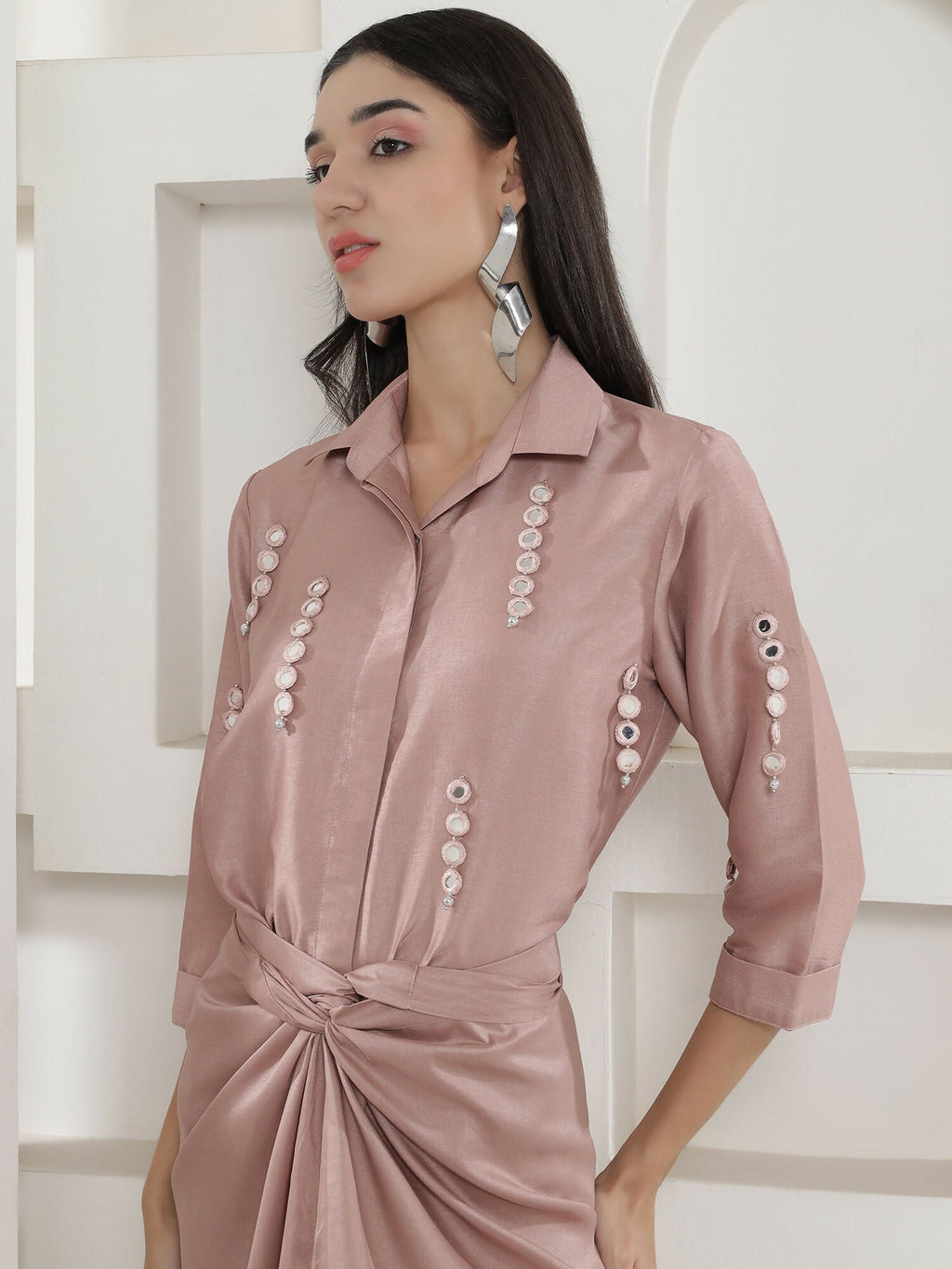 Joban Fashion Rose Gold Tie Knot Skirt Set