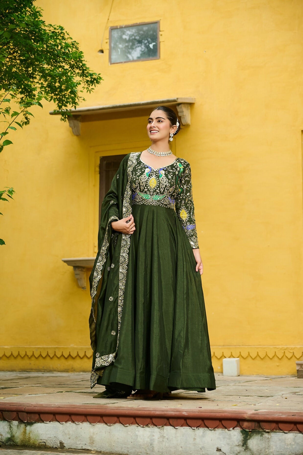 Joban Fashion Green Silk Sequence Embroidery Work Kurta Set