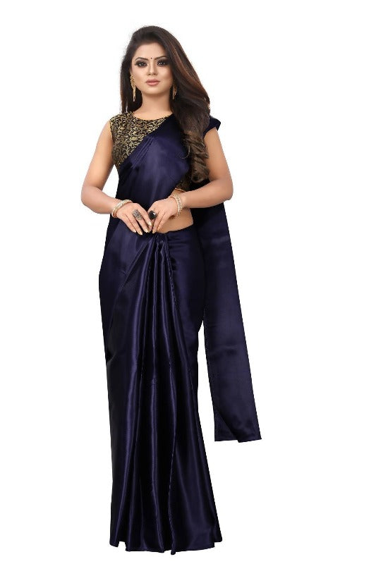 Vamika Navy Satin Designer Saree (PAVITRA NAVY)