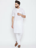 Even Apparels White Color Pure Cotton Men's Kurta With Band Collar