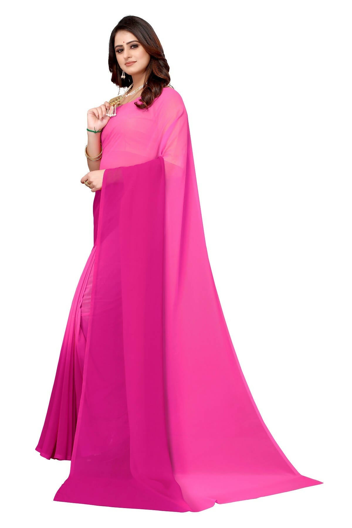 Vamika Pink Half N Half Georgette Saree